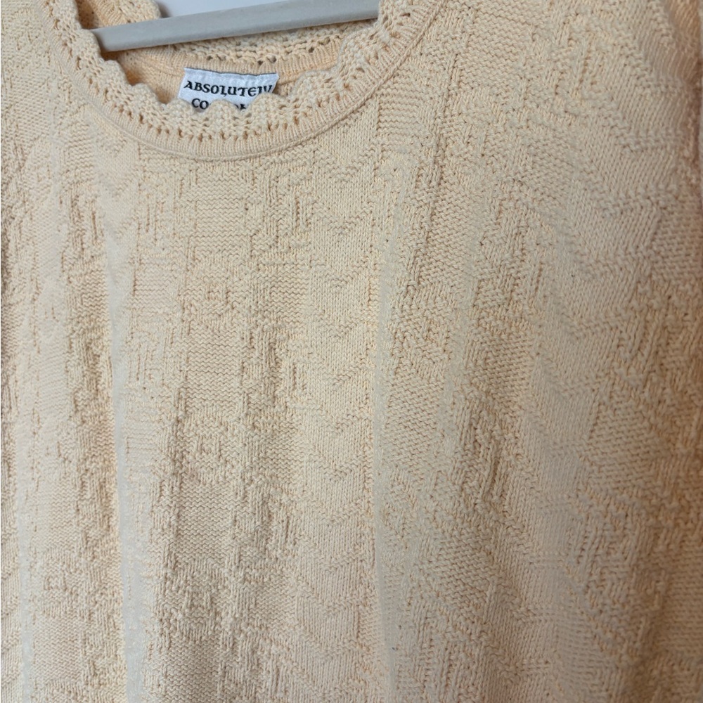 Vintage Absolutely Cotton Yellow Knit Sweater 90s Grandma core Womens XL - Picture 3 of 10